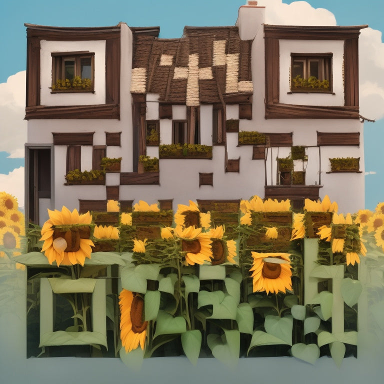 Old-Style House with Sunflowers in a Charming Village