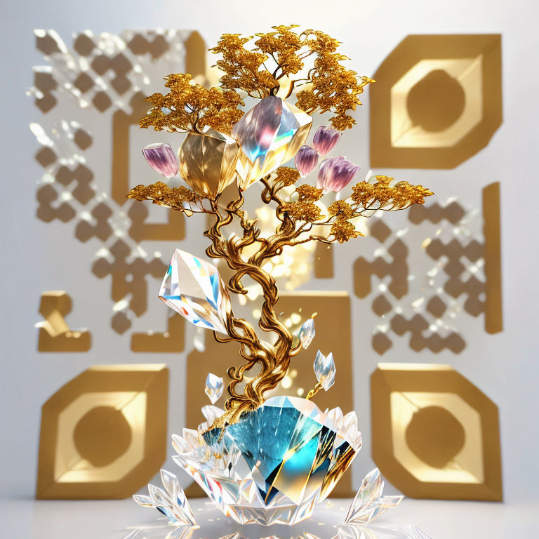 Tree with Gold Curved Crystalline Branches