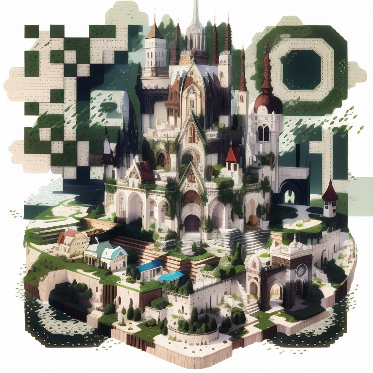 Fantasy City with Pixelated Castle