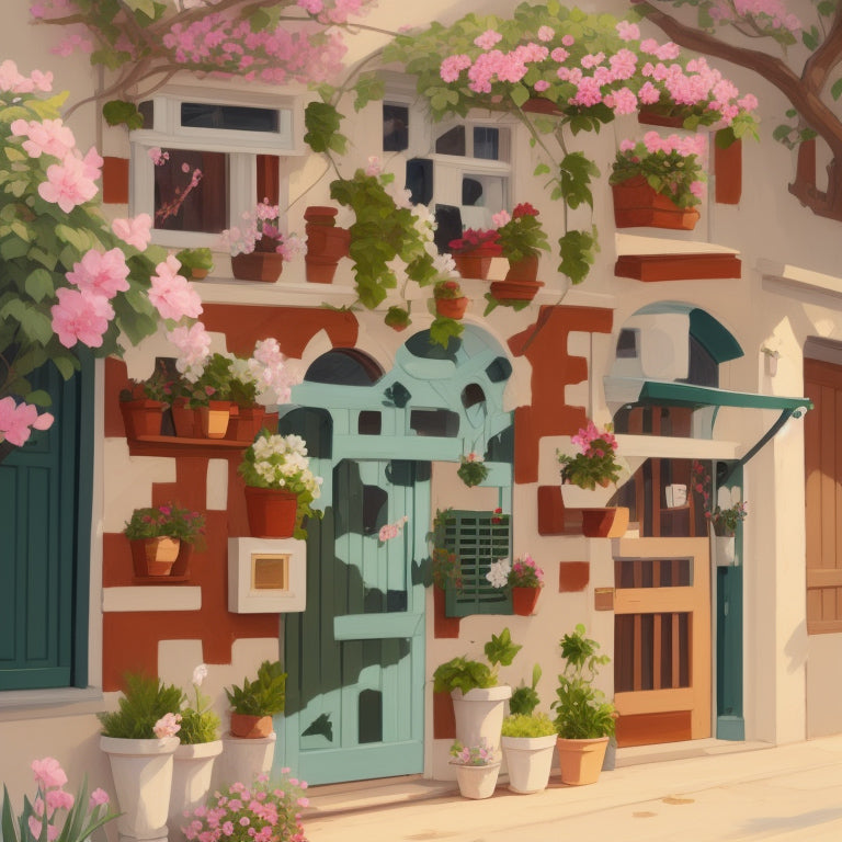 Cute House with Pink Flowers