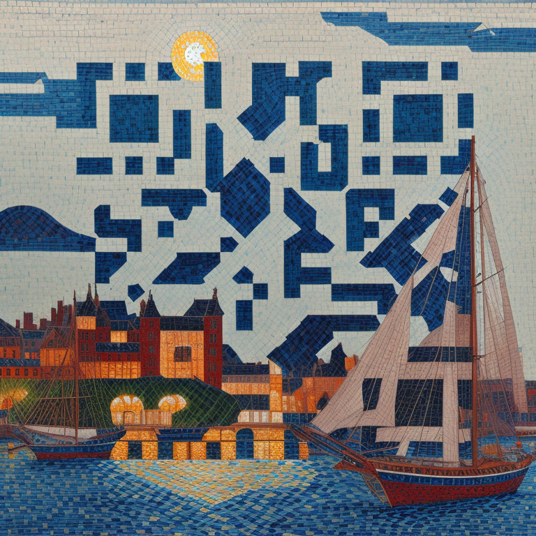 Mosaic Moonlit Harbor