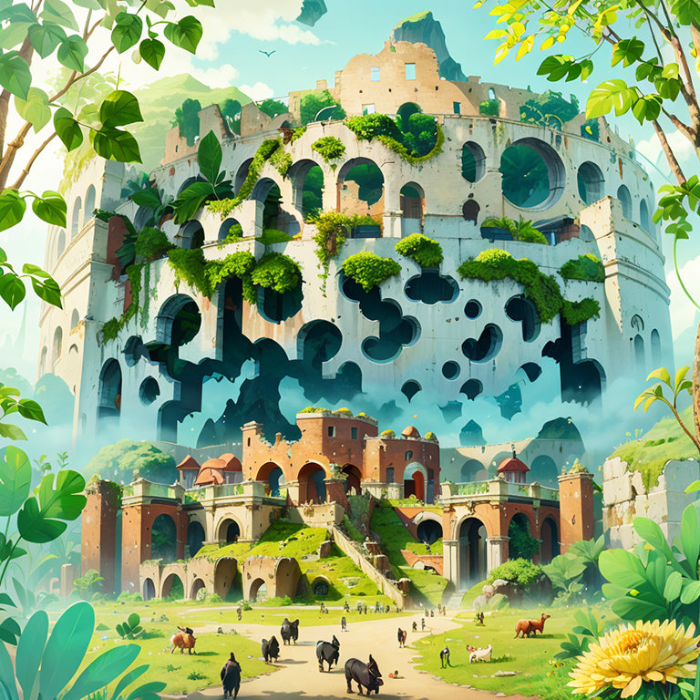 Unreal Fantasy with a Golden Colosseum