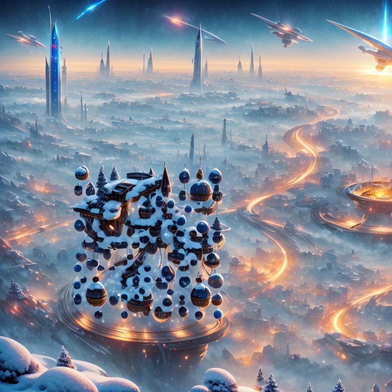 Snowy Winter in Futuristic City