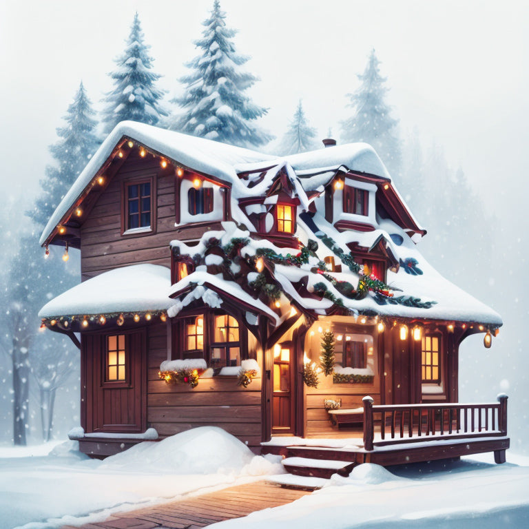 Digital Image of a Snowy Home