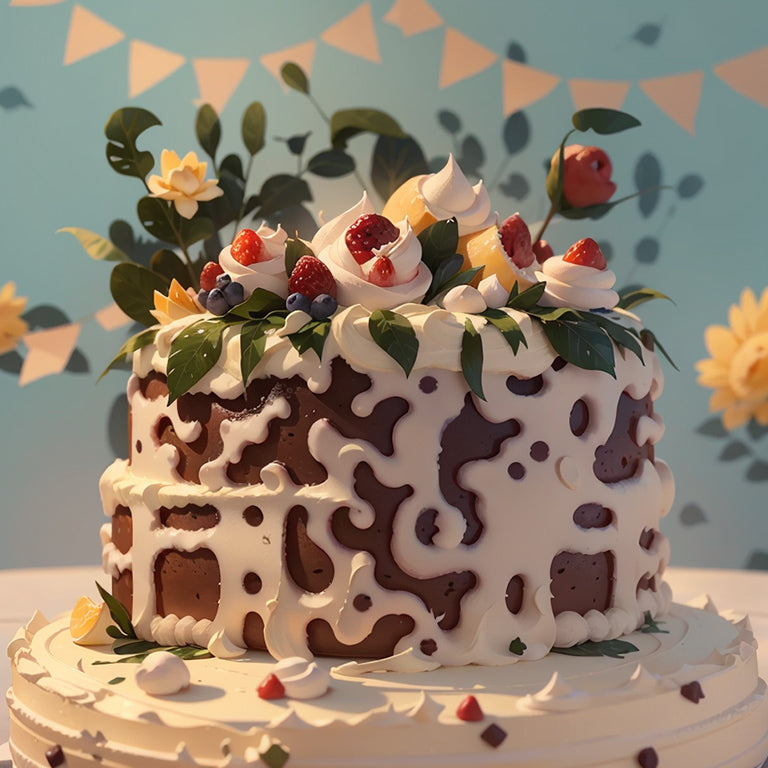 Cake adorned with Fruit and Cream