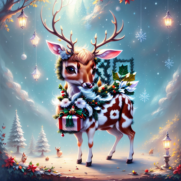 A Playful and Adorable Reindeer Illustration