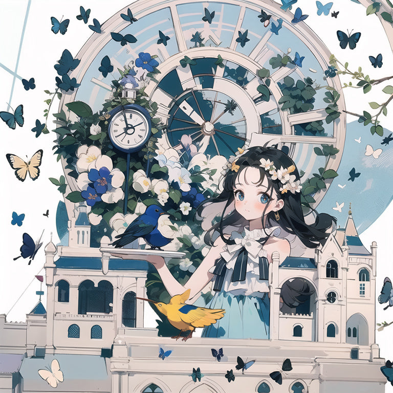 Clock Tower and Butterflies