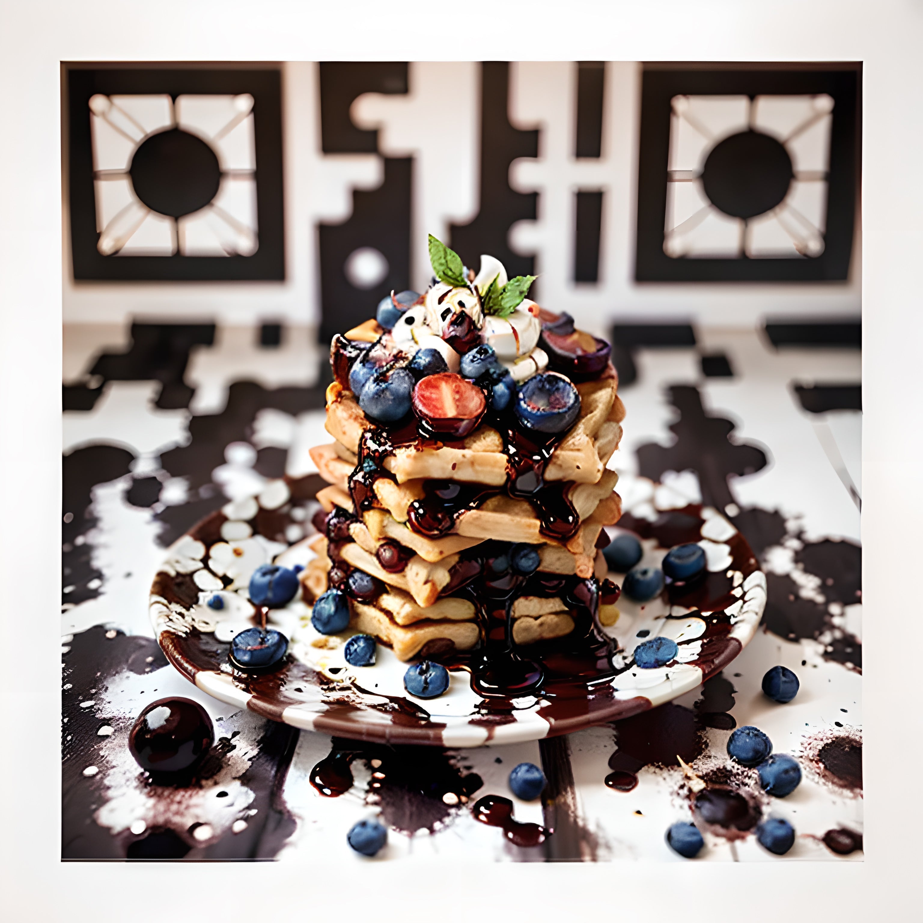 Waffle Plateful of Berries and Chocolate Indulgence