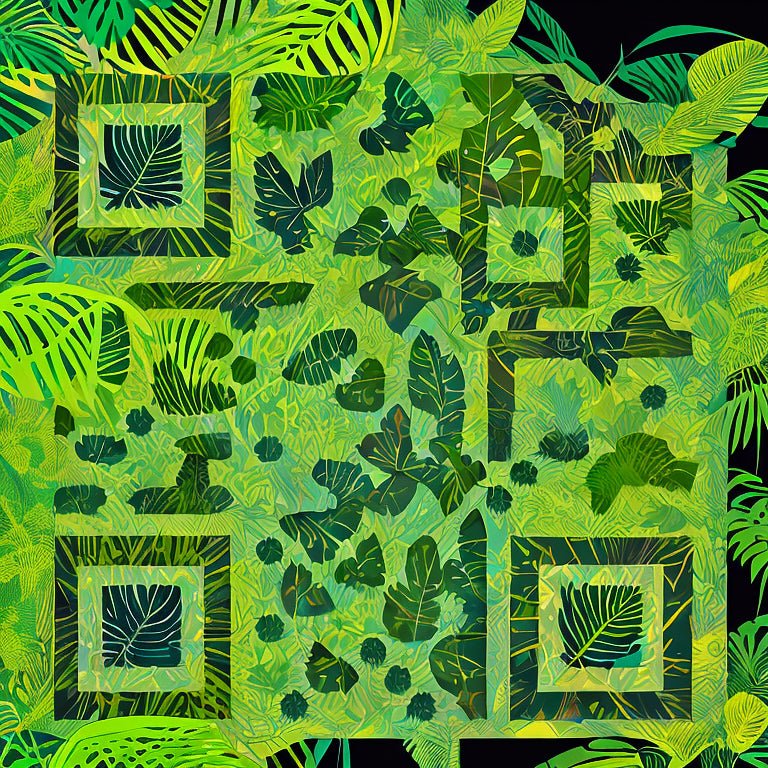 Silkscreened Jungle Leaves