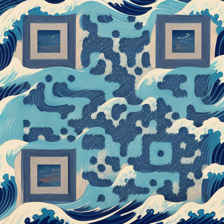 Blue and White Patterned Waves