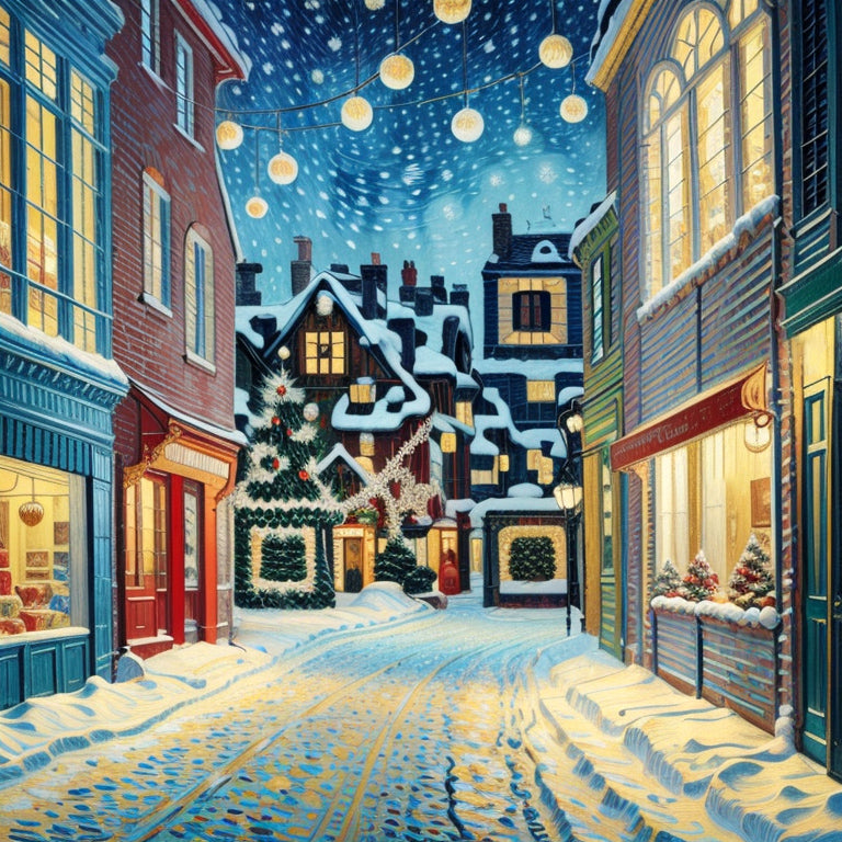 Van Gogh Style Warm Christmas Street