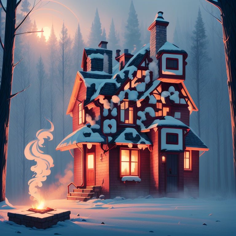 House in the Woods with Winter Atmosphere