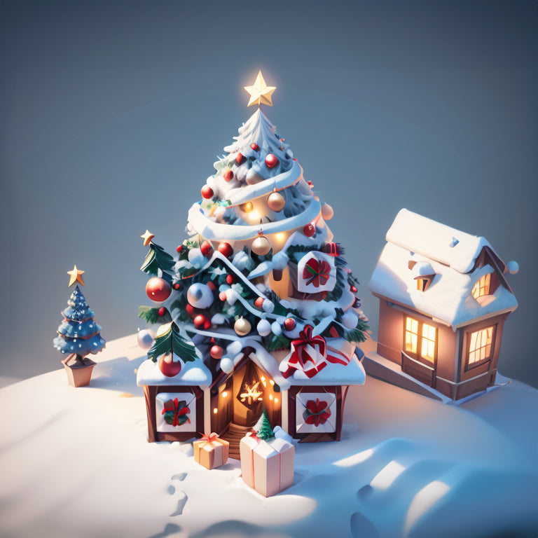 Small House with Decorations and Gifts