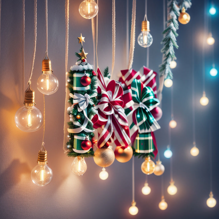 Holiday Decorations Adorned with Lamps and Ribbons